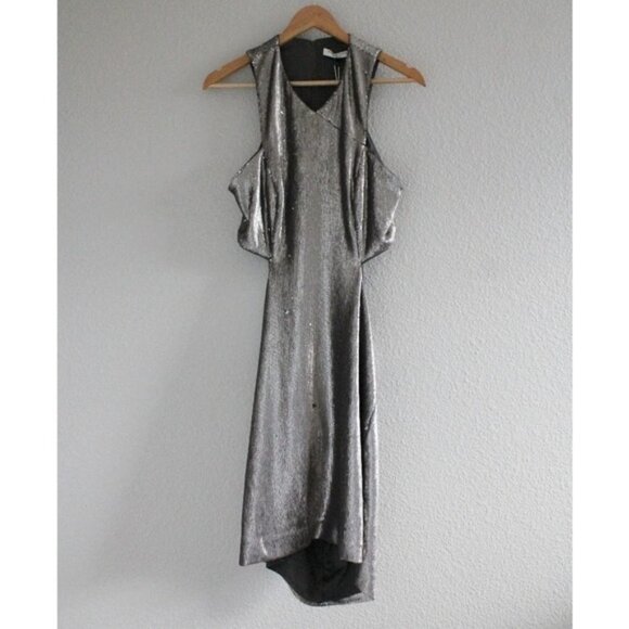 Halston Cutout Silver sequined mesh mini d… - Picture 3 of 8